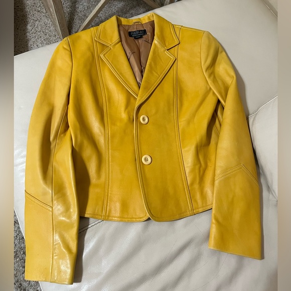 Parfait Leather Italy Yellow Leather Jacket Size Medium - Picture 14 of 16